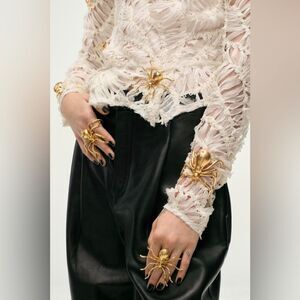 New! Zara Bejeweled Spider Ring